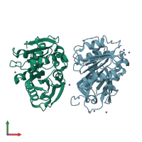 PDB entry 7cef coloured by chain, front view.
