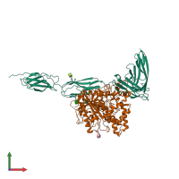 PDB entry 7ceg coloured by chain, front view.