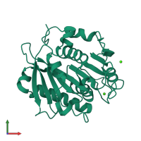 PDB entry 7ceh coloured by chain, front view.