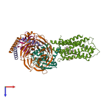 PDB entry 7cfm coloured by chain, top view.