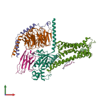 PDB entry 7cfn coloured by chain, front view.