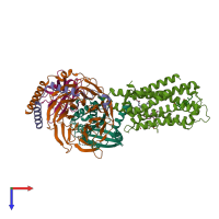 PDB entry 7cfn coloured by chain, top view.