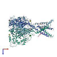 PDB entry 7cfs coloured by chain, top view.