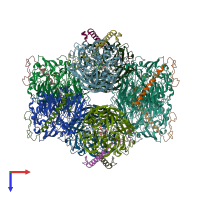 PDB entry 7cfx coloured by chain, top view.