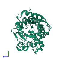 PDB entry 7cg2 coloured by chain, side view.