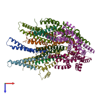 PDB entry 7cg4 coloured by chain, top view.