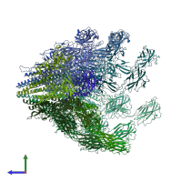 PDB entry 7cgb coloured by chain, side view.