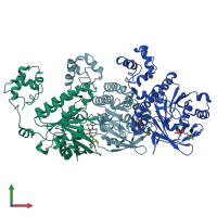 PDB entry 7cgy coloured by chain, front view.