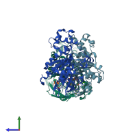 PDB entry 7cgy coloured by chain, side view.