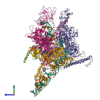 PDB entry 7chw coloured by chain, side view.