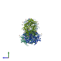 PDB entry 7cih coloured by chain, side view.