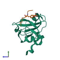 PDB entry 7cio coloured by chain, side view.