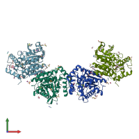 PDB entry 7cip coloured by chain, front view.