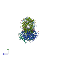 PDB entry 7cip coloured by chain, side view.