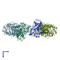 PDB entry 7cip coloured by chain, top view.