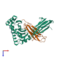 PDB entry 7ciq coloured by chain, top view.