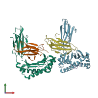 PDB entry 7cjq coloured by chain, front view.