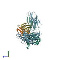 PDB entry 7cjq coloured by chain, side view.