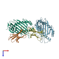 PDB entry 7cjq coloured by chain, top view.