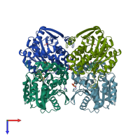 PDB entry 7clz coloured by chain, top view.