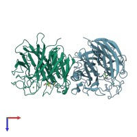 PDB entry 7cm1 coloured by chain, top view.