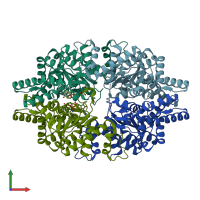 PDB entry 7cmc coloured by chain, front view.