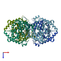 PDB entry 7cmc coloured by chain, top view.