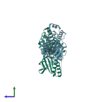 PDB entry 7cml coloured by chain, side view.