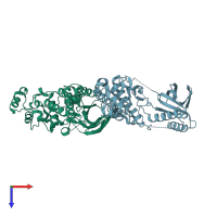 PDB entry 7cml coloured by chain, top view.