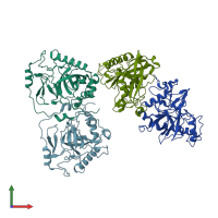 PDB entry 7cmo coloured by chain, front view.