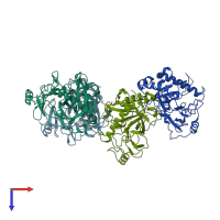 PDB entry 7cmo coloured by chain, top view.