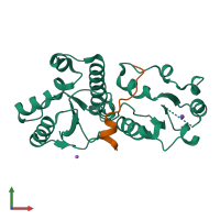 PDB entry 7cmz coloured by chain, front view.
