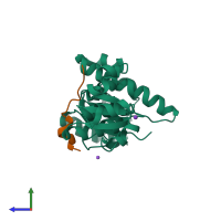 PDB entry 7cmz coloured by chain, side view.