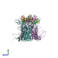 PDB entry 7cn2 coloured by chain, side view.