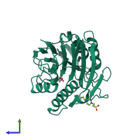 PDB entry 7cne coloured by chain, side view.