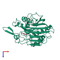 PDB entry 7cne coloured by chain, top view.