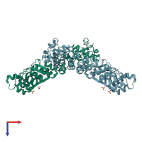 PDB entry 7cng coloured by chain, top view.