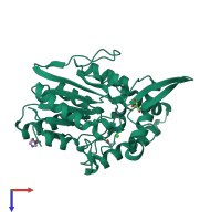 PDB entry 7cof coloured by chain, top view.