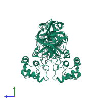 3C-like proteinase nsp5 in PDB entry 7com, assembly 1, side view.