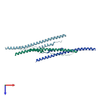 PDB entry 7cot coloured by chain, top view.