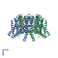 PDB entry 7cr0 coloured by chain, top view.