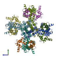 PDB entry 7cr4 coloured by chain, side view.