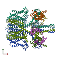 PDB entry 7cr7 coloured by chain, front view.