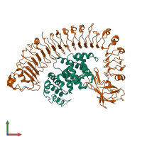 PDB entry 7crb coloured by chain, front view.
