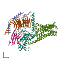 PDB entry 7crh coloured by chain, front view.