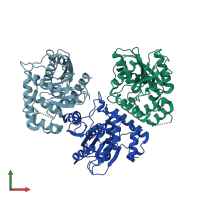 PDB entry 7crn coloured by chain, front view.