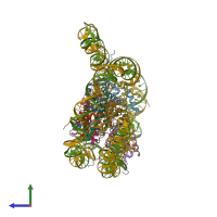 PDB entry 7crp coloured by chain, side view.