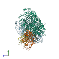 PDB entry 7crw coloured by chain, side view.