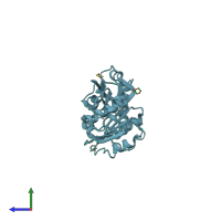 PDB entry 7ctr coloured by chain, side view.