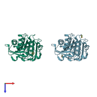 PDB entry 7ctr coloured by chain, top view.